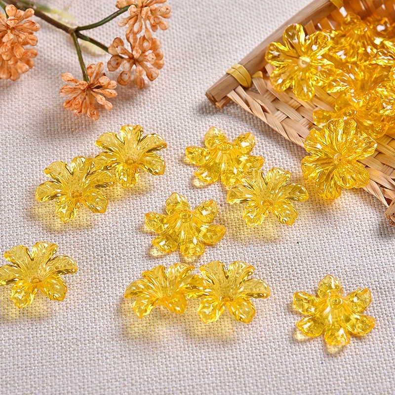 Hoa nhựa acrylic 6 cánh, 100g hoa mai cánh liền làm hoa cây kim tiền tài lộc, cánh hoa đúc
