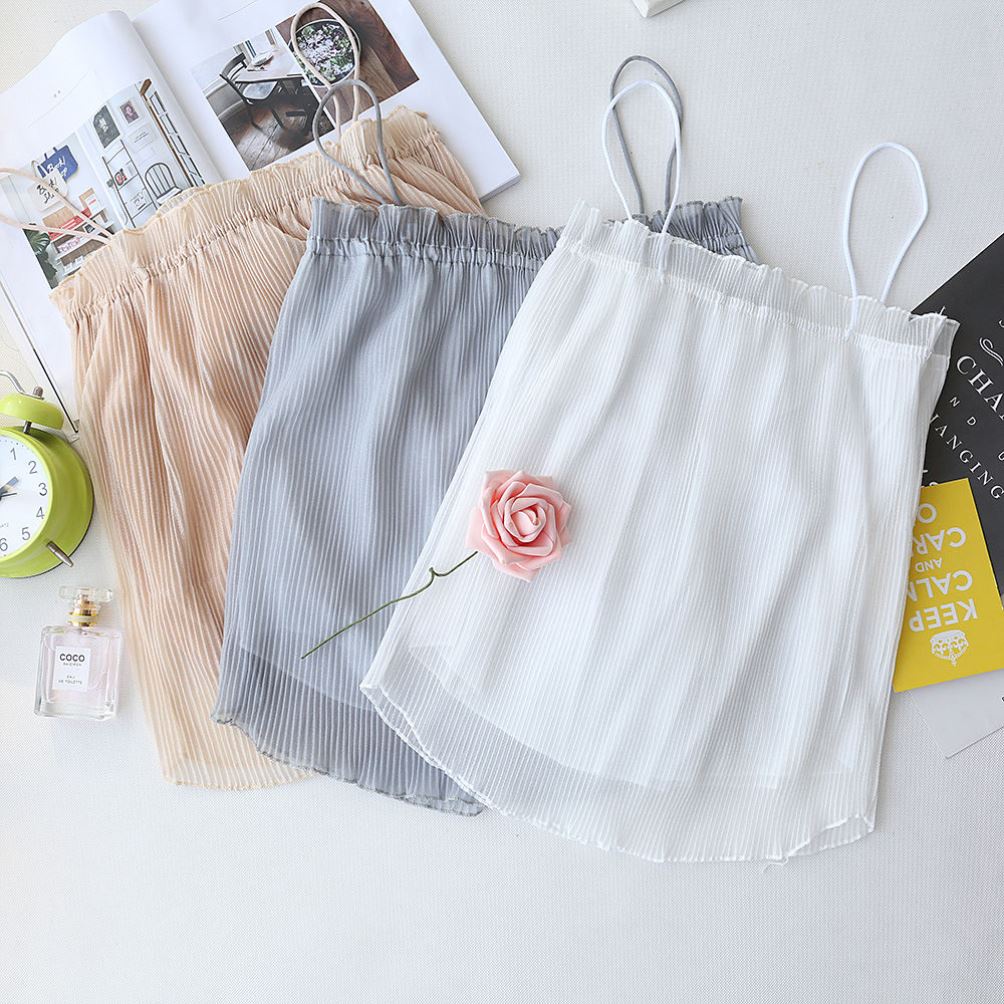 Áo Voan Hai Dây Xếp Ly Nhỏ Xinh Dễ Phối Đồ Thời Trang Mùa Hè Phong Cách Mới Cho Bạn Gái ML616