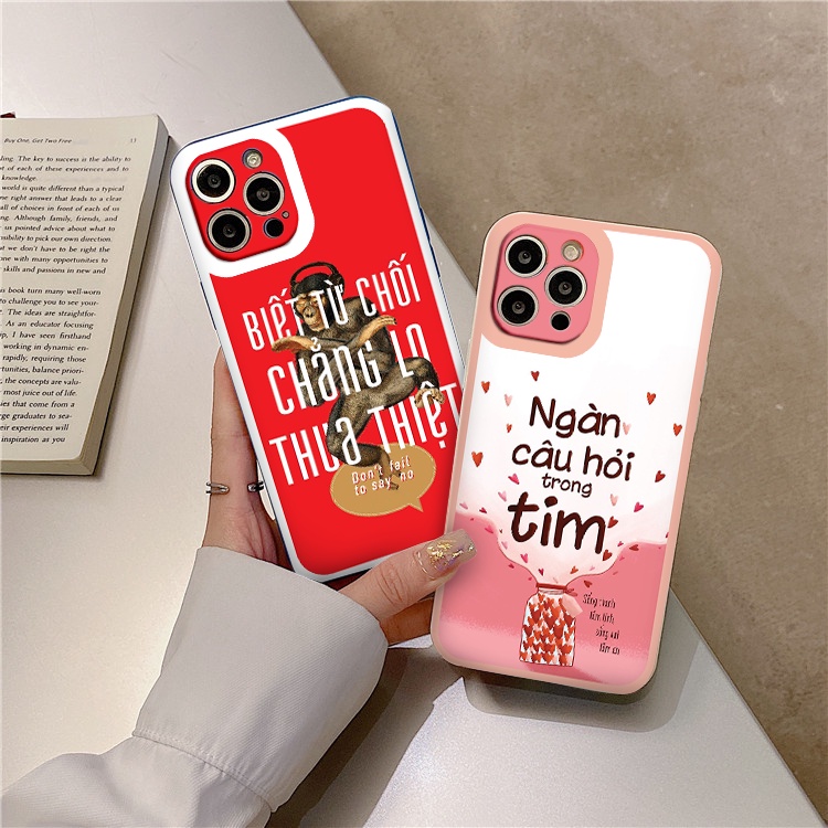 Ốp iPhone 11 viền vuông bảo vệ cam châm ngôn cuộc sống cho iP 6/6plus/7/Xsmax/11 đến 13 promax