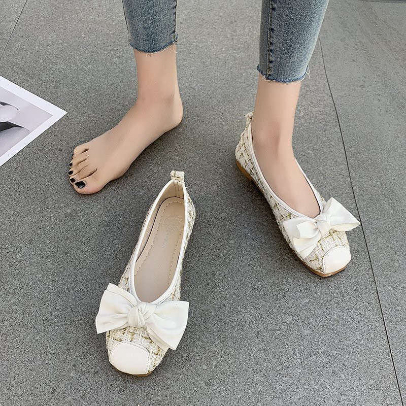 Giày Búp Bê Nữ Mũi Vuông Phối Nơ Thời Trang 2021 | BigBuy360 - bigbuy360.vn