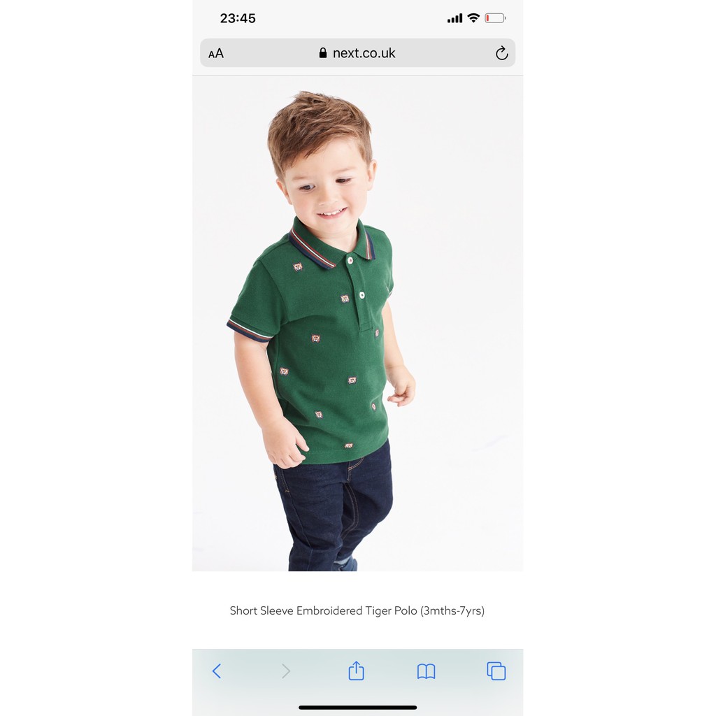 Áo polo Next hoạ tiết hổ cho bé trai siêu đẹp