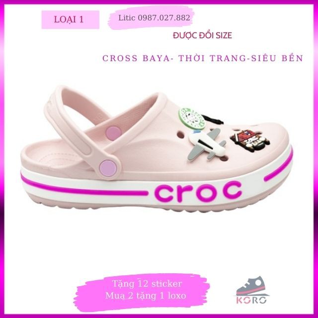 dép cross hồng viền trắng đế bánh mìFREESHIPsục cross hotrend BAY02 (Trùm sỉ dép cross litic)