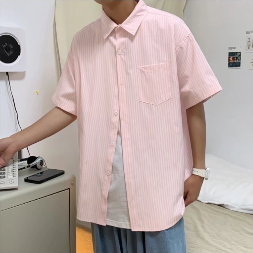 Áo Sơ Mi Ngắn Tay áo sơ mi caro nam Kẻ Sọc sơ mi nữ form rộng Thời Trang sơ mi nữ form rộng Mùa Hè áo sơ mi lụa nam