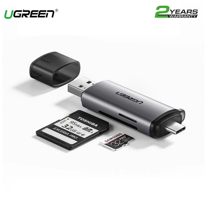 Đầu đọc thẻ nhớ SD/TF chuẩn Type-C và USB 3.0 UGREEN 50706