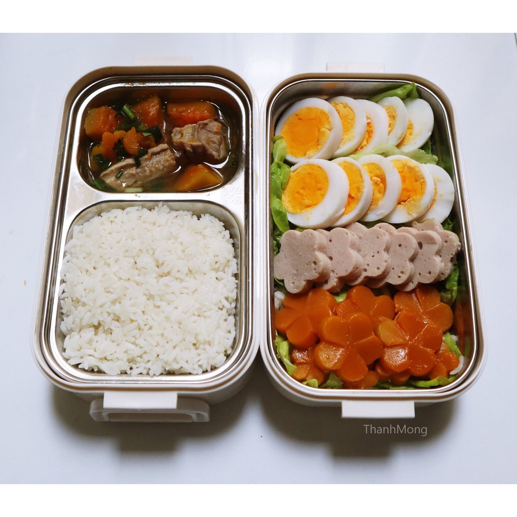 [Kèm Túi] Hộp Đựng Cơm WOODEN STYLE 2 Tầng Ruột Inox Tháo Rời HC01 | BigBuy360 - bigbuy360.vn