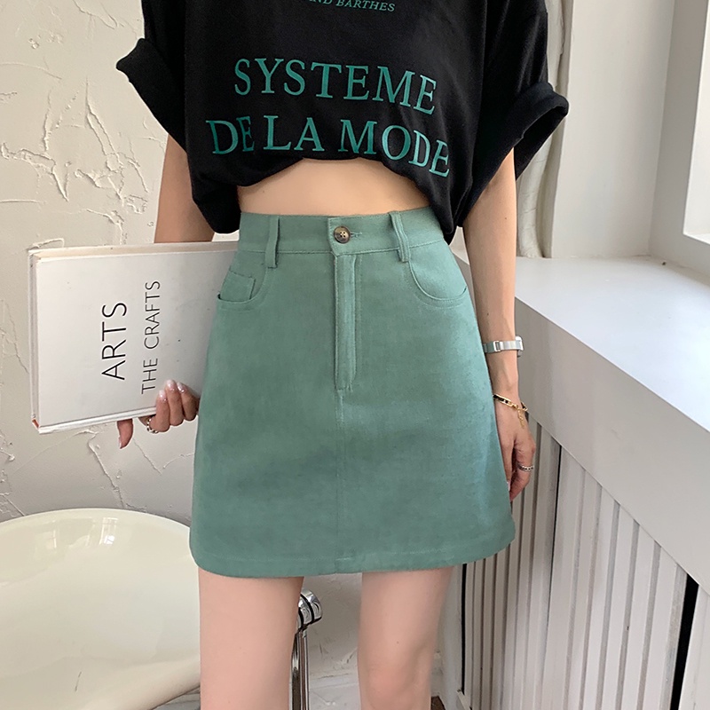 Chân váy jean dáng chữ A IELGY màu trơn thời trang trẻ trung cho nữ