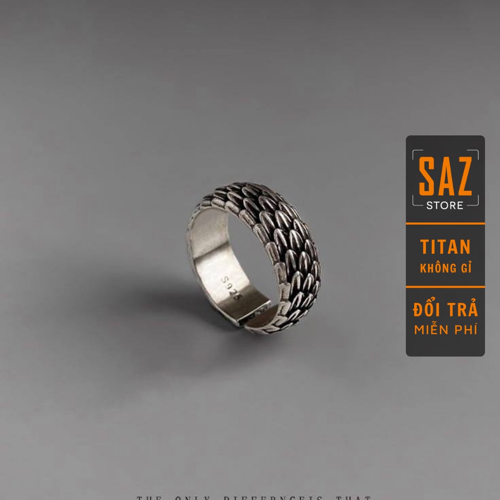 Nhẫn Nam Vẩy Rồng Phong Cách Cá Tính SAZ Màu Bạc Đẹp Cao Cấp - Nhẫn Nam Hình Vẩy rồng Titan - Nhẫn Vẩy Rồng