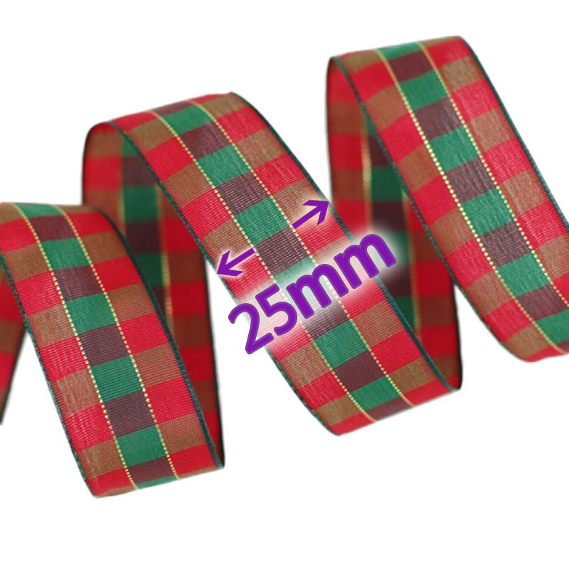(5 yards/lot) 25mm Scotish Plaid Ribbon Wholesale Lovely gift packing Christmas Ribbons roll