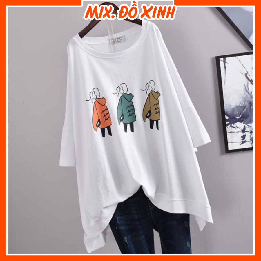Áo thun unisex tay lỡ Thu Hà áo phông form rộng chất liệu thun Cotton co giãn in hình 3 Cô Gái