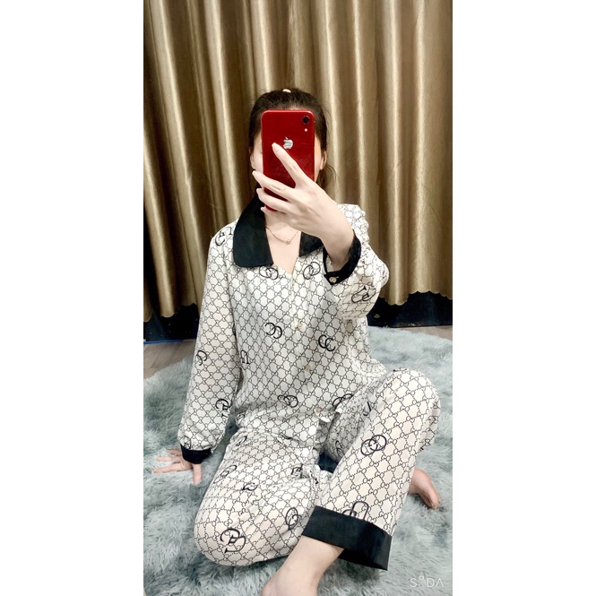 Đồ Bộ Pijama mặc nhà - Bộ Lụa Mango Sam & Charm Dài Tay Hoạ Tiết Cao Cấp - Đi ngủ cũng phải xinh | BigBuy360 - bigbuy360.vn