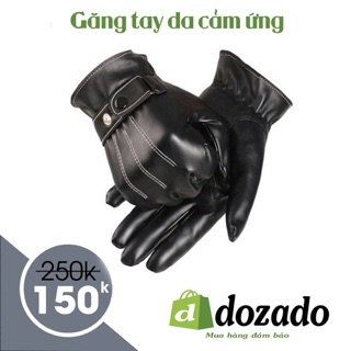 Găng tay da cảm ứng lót nỉ cao cấp