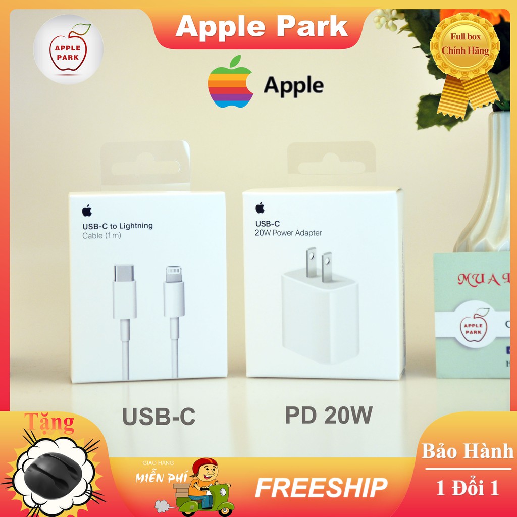 Bộ sạc nhanh iPhone PD 20W 18W Chính Hãng,Cáp Sạc Nhanh USB-C To Lightning,Combo Củ Và Cáp;Cho iPhone 12 11 Pro  Xs X 8