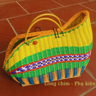 Giỏ gà chọi Giỏ đựng gà chọi có quai xách đan mây chắc chắn nhiều màu