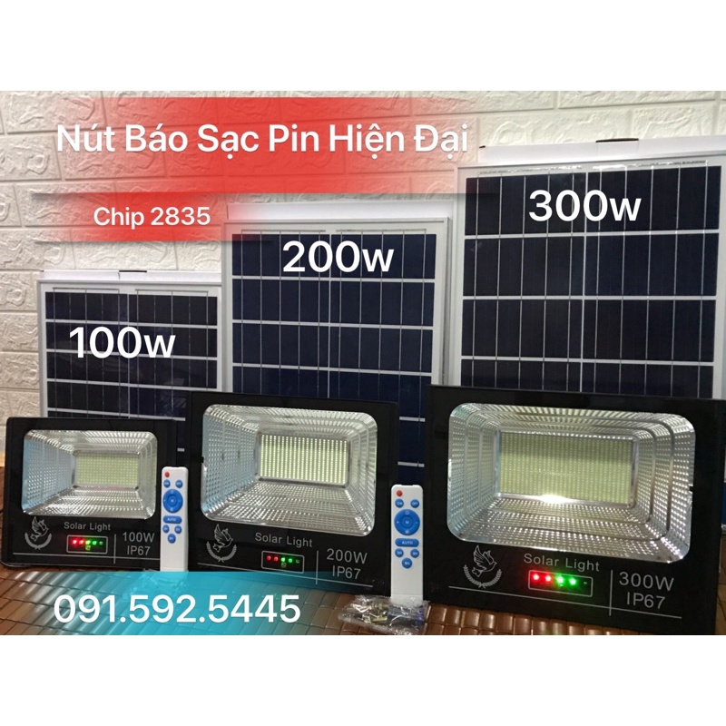 Đèn Pha Led Năng Lượng Mặt Trời 300w,400w,200w,100w. Vỏ Nhôm,IP67. Có Thêm Chế Độ Báo Sạc Pin.(Hình thực tế).