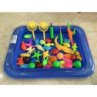 Bộ Câu Cá Cho Bé gồm bể phao và cần câu, cá