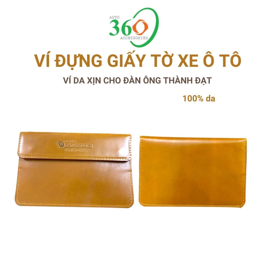 Ví đựng giấy tờ xe ô tô, ví đựng đăng kiểm ô tô, cavet, bảo hiểm, thẻ ngân hàng, card visit bằng da thật 100%