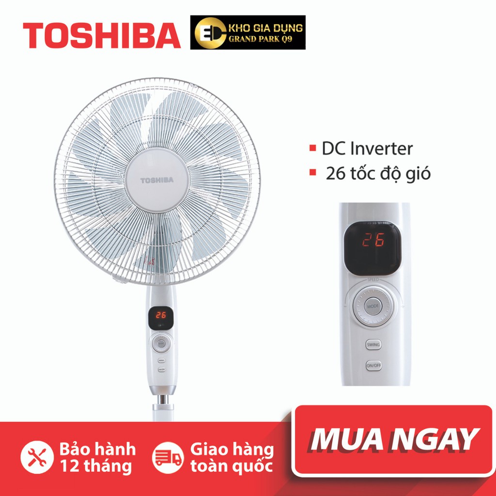 Quạt Cây Toshiba Có Điều Khiển | DC Inverter Tiết Kiệm Điện | 26 Tốc Độ, Gió Yên Tĩnh - F LSD10 (W) VN