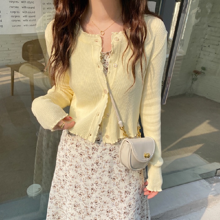 Áo cardigan ZHELIHANGFEI tay dài dáng ngắn dệt kim thời trang quyến rũ dành cho nữ