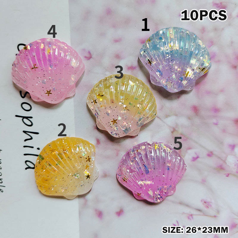Set 10 Phụ Kiện Trang Sức Hình Vỏ Sò Bằng Nhựa Resin DIY Cho Trẻ Em