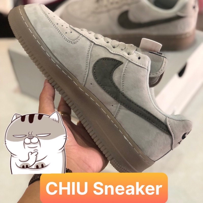Giày thể thao af1 xám full da lộn phiên bản cao cấp giày Sneaker air force 1 RC xám da lộn