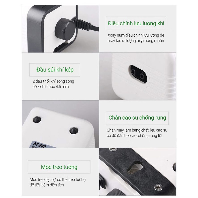 Máy sủi khí Oxy Sunsun CT 1 vòi, 2 vòi, 4 vòi