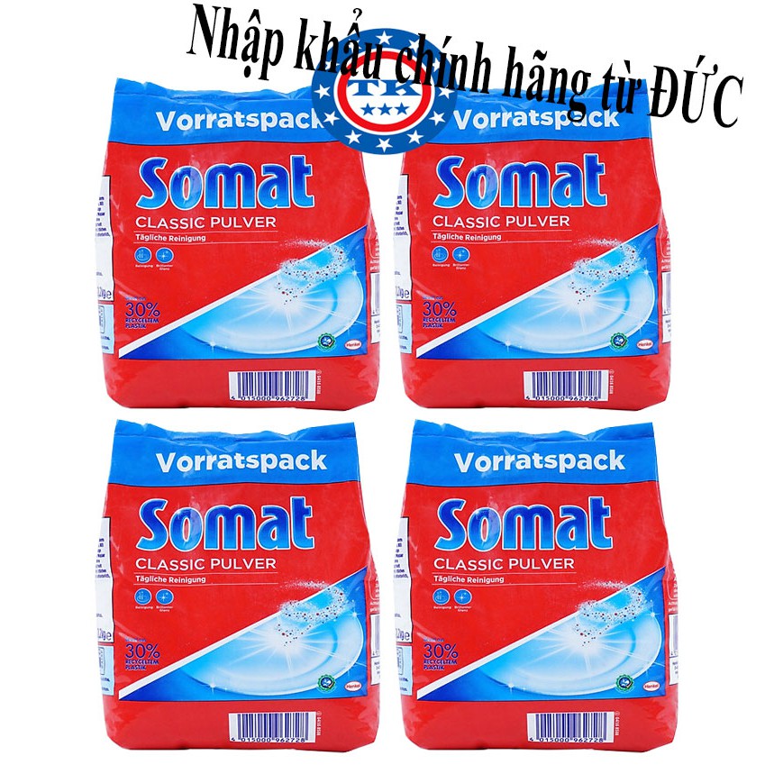 Combo 2 Bịch Bột Rửa Ly - Bát Chuyên Dùng Cho Máy Somat 1,2kg - Đức