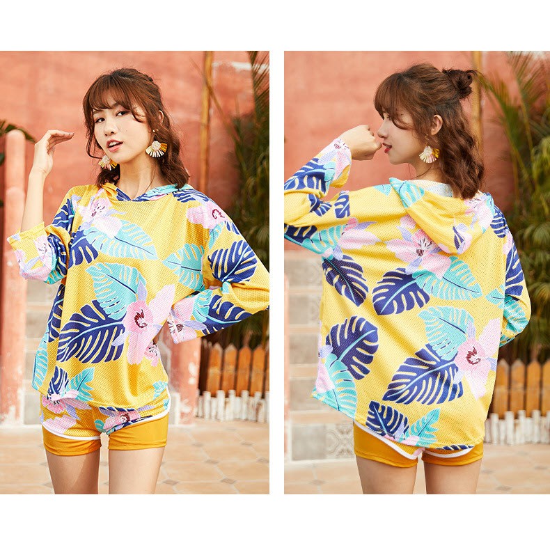 (Hàng Nhập) Set Đồ Bơi 3 món➖Gồm áo phông hình Tropical rực rỡ #222805