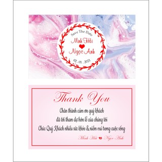 Combo 50 Tem dán chai nước suối & 100 thẻ card Thank you