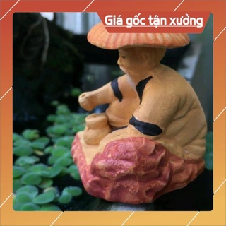 Ông lão ngồi câu cá-trang trí hòn non bộ, hồ cá..
