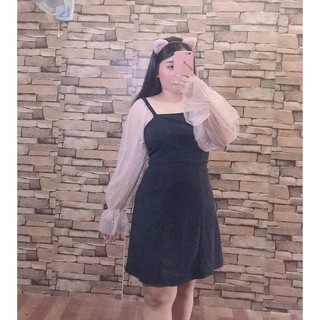Bigsize Đầm phối tay lưới phồng