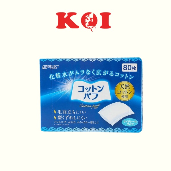 Bông tẩy trang S Select 100% Cotton 80 miếng dịu nhẹ cho da Nhật Bản