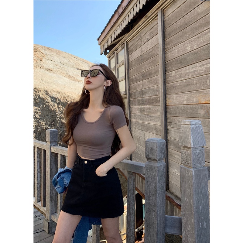 Chân Váy Jean Chữ A Lưng Cao Thời Trang Xuân Hè 2021