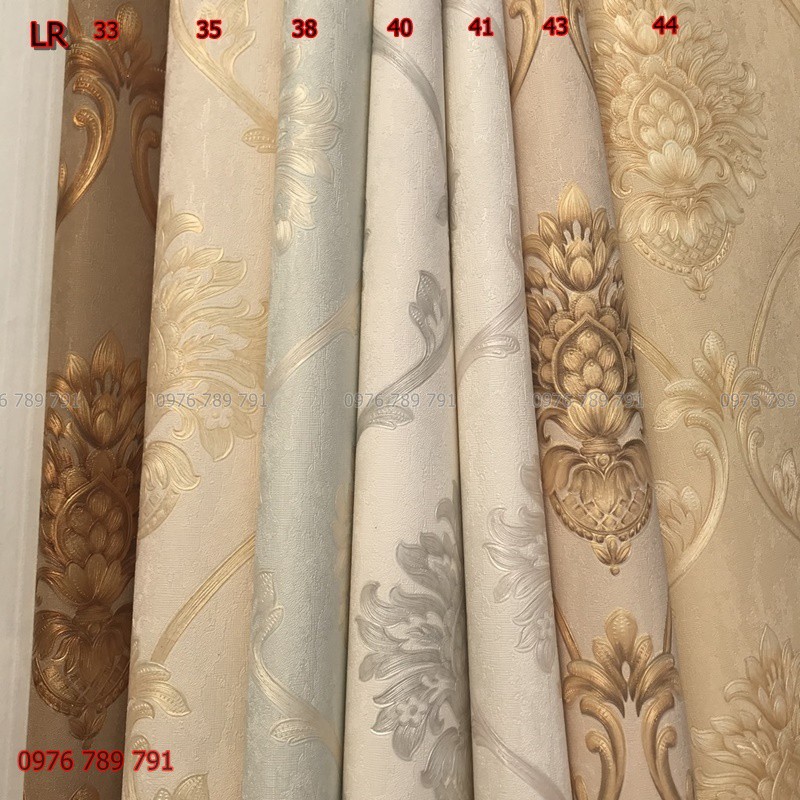 10m Giấy Dán Tường Hoa Văn Cổ Điển Cho Phòng Khách, Phòng Ngủ, Lụa Không Keo, Màu Nâu, Vàng, Xanh, Trắng Kem