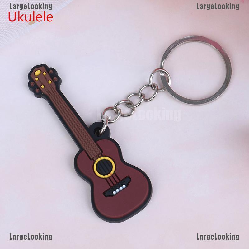 Set 2 Móc Khóa Silicon Mềm Hình Đàn Ghi Ta Cổ Điển / Ukulele / Điện Tử