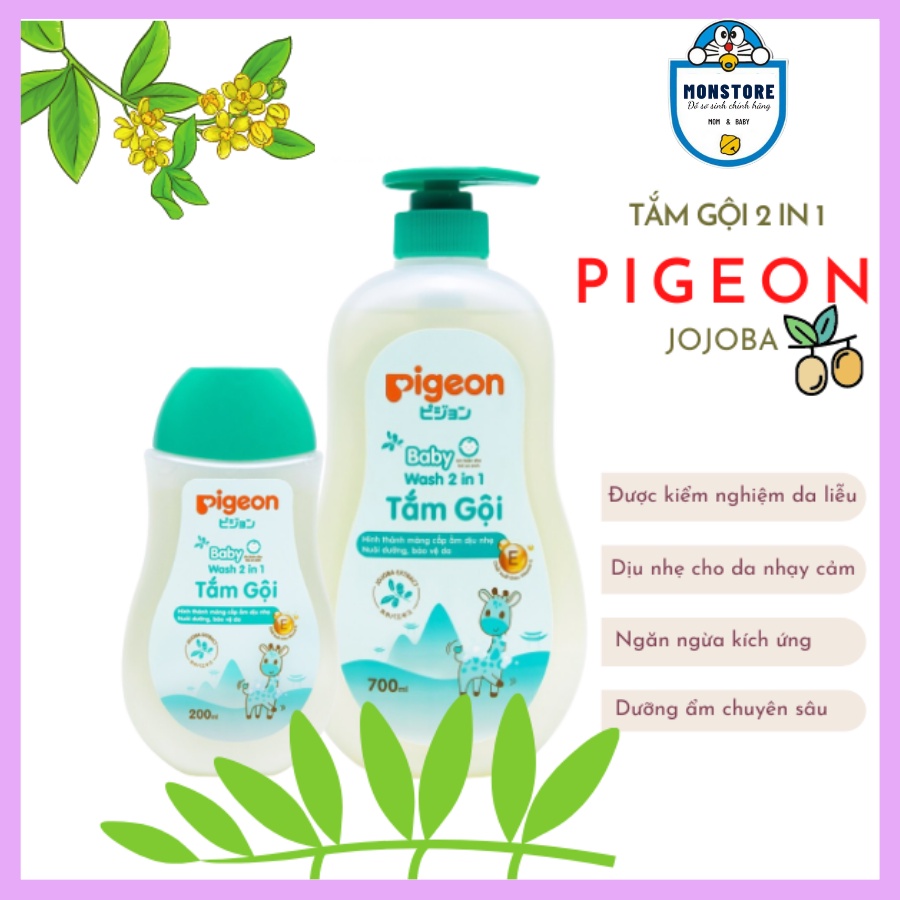 Sữa tắm gội Pigeon Jojoba 2 in1 cấp ẩm cho bé dung tích 200ml/700ml