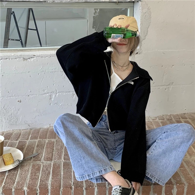 Áo Khoác Dáng Croptop Khóa 2 Đầu M880-1-Teen 888