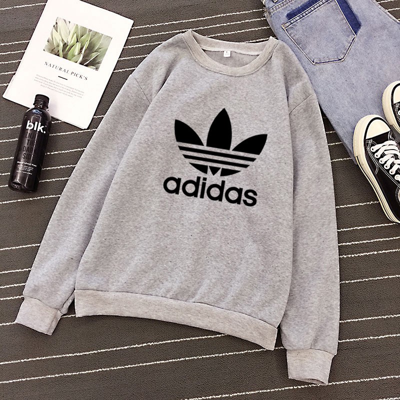 Áo thun tay dài dáng rộng in logo Adidas thời trang size M~3XL dành cho nam và nữ