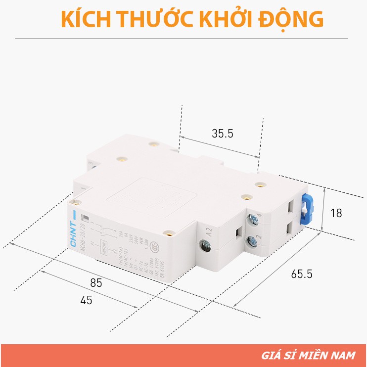 Khởi Động Từ 1 Pha CHINT 25A-220V (Contactor), Bảo Vệ Quá Tải Cho Thiết Bị