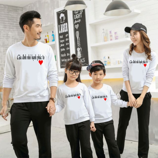 [sĩ] áo khoác thu đông sweater gia đình cặp đôi áo đôi 3/4/5 người chất mịn mặc ấp đủ size bé 5 kí-90 kí