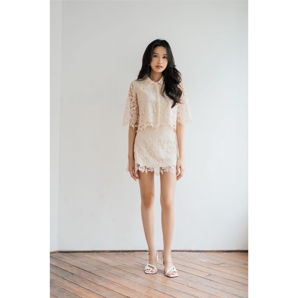 Set váy áo Lace Skirt & Lace Crop Top