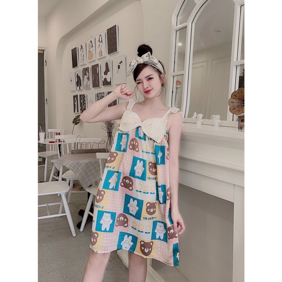 Váy ngủ nữ, váy hai dây xánh tiên mùa hè vải lụa ngọt ngào và dễ thương VS Shop Pro