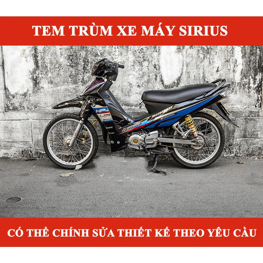 Tem trùm xe sirius xanh đen HP4, team dán xe máy sirius, team trùm sirius, team trùm sirius, tem xe 