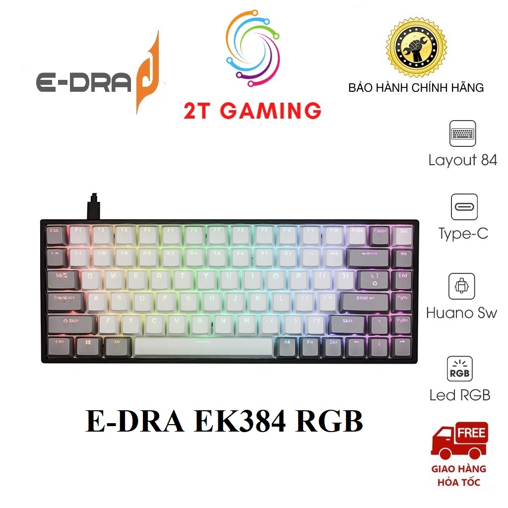 Phím cơ E-Dra EK384 Huano Switch led RGB - Hàng chính hãng