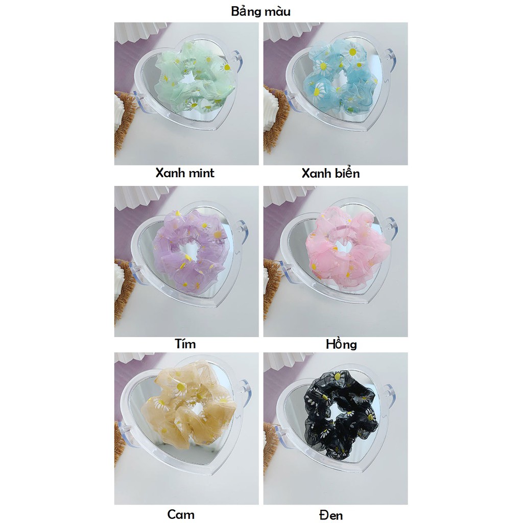 Dây buộc tóc scrunchies vải hoa cúc size nhỏ - Mã SC041