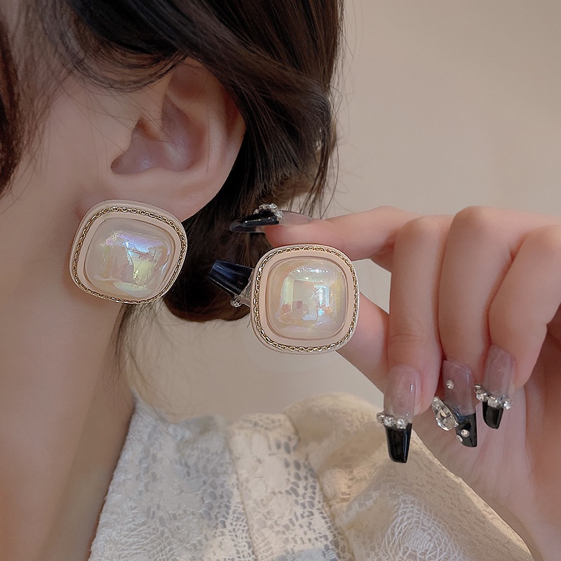 Bông Tai Mạ Bạc 925 Kiểu Hình Vuông Màu Kẹo Ngọt Phong Cách Hàn Quốc Thời Trang Mới S925 Dành Cho Nữ