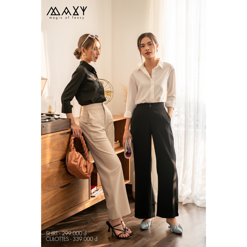 Áo sơ mi nữ tay dài kiểu dáng cơ bản white basic shirt Maxy Workshop