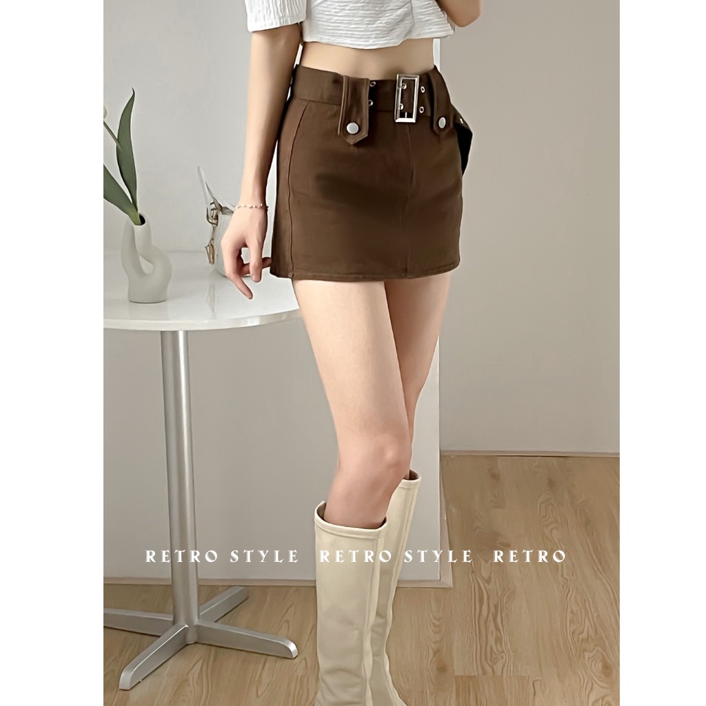 Chân váy kaki dáng ngắn kèm đai mã 757 Retrostyle