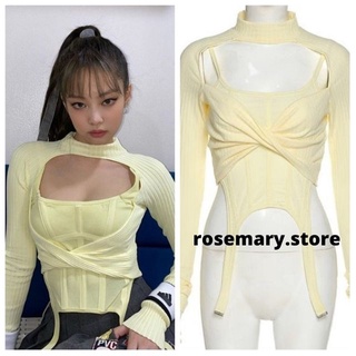 Áo Lửng Dài Tay Phong Cách Hàn Quốc Quyến Rũ Dành Cho Nữ JENNIE BLACKPINK