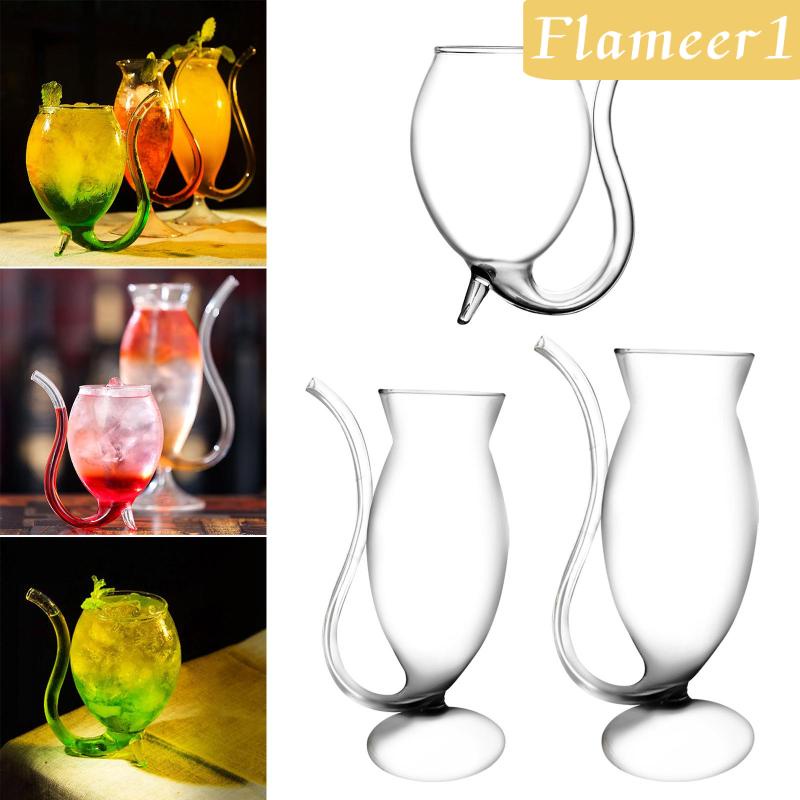 [Flameameer1] Ly Thủy Tinh Uống Cocktail Martini Với Ống Hút Dài Trang Trí Nhà Hàng