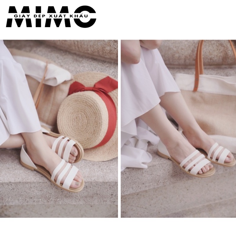 Sandal Cross Tulum Open Flat màu trắng cao cấp, nhựa mềm cho nữ
